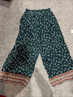 Wide-Leg Floral Print Women’s Pants - Teal